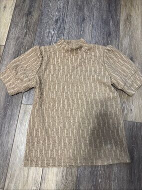 THML Tan Short-Sleeve Textured Top